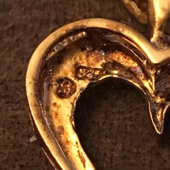 Vintage Heart Pendant marked 925 w/Chain Necklace & Box - diamonds & rubies?? - Picture 6 of 16